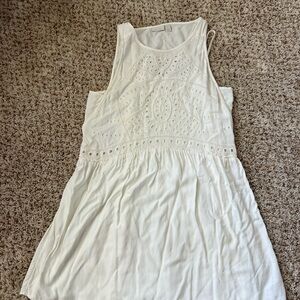hinge - White Sleeveless Eyelet Dress